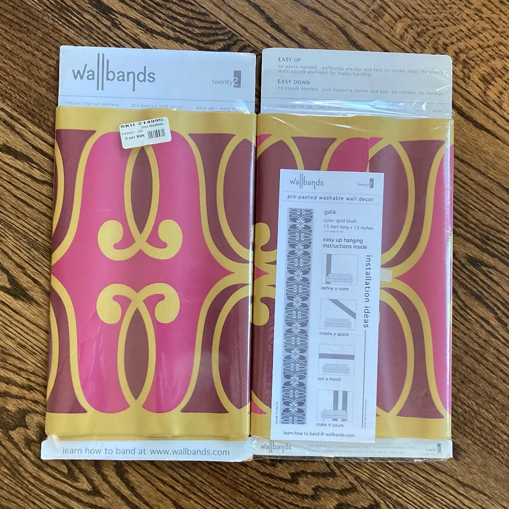 Two Wallbands panels in Gold Blush pattern, 15' L x 13
